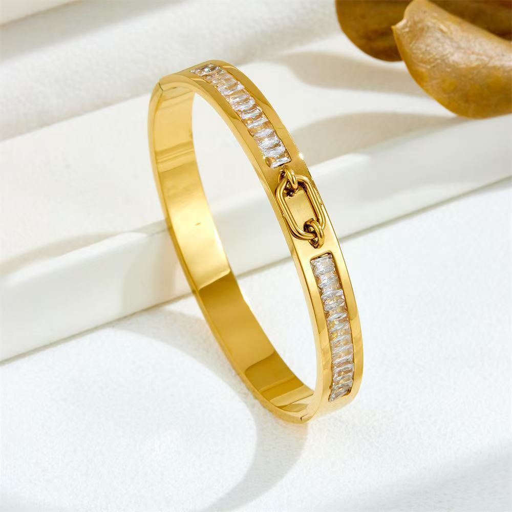 New Hot Selling Fashionable Colored Zircon Stainless Steel Women's Bracelet Buckle Fashion Bracelet Accessories
