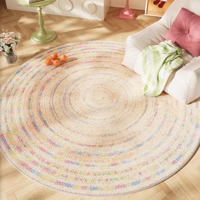 Cream Style Bedroom Decor Carpet Colorful Art Carpets for Living Room Fluffy Soft Round Lounge Rug Home Thicken Plush Floor Mat