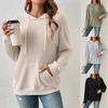 Tooxika Ladies New Solid Color Long Sleeve Sweater With Hood And Pockets Loose Sweater