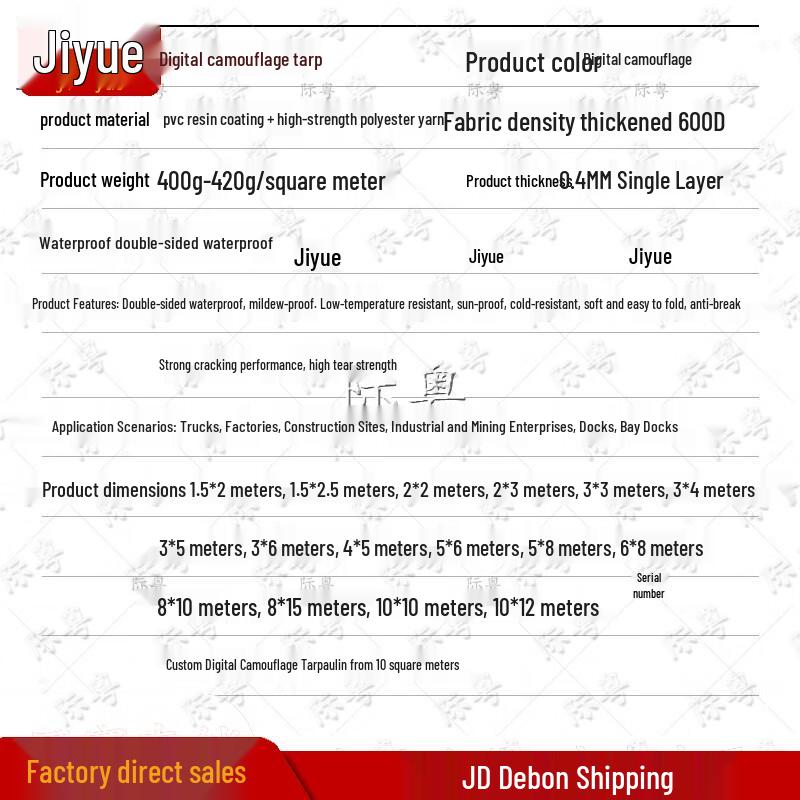 Jiyue Heavy Duty Digital Canvas Tarpaulin