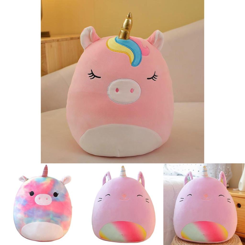 Rainbow Unicorn And Cow Plush Pillow Cushion For Kids Cartoon Animal Stuffed Toy With Embroidered Details