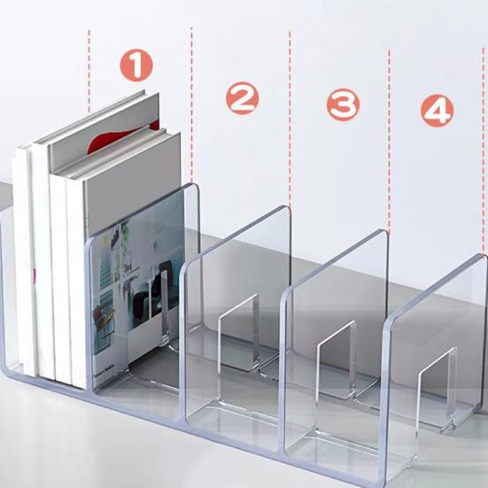 Книжная полка из акрилового материала, многослойный дизайн, прозрачный вертикальный стеллаж для хранения канцелярских принадлежностей, офисный органайзер