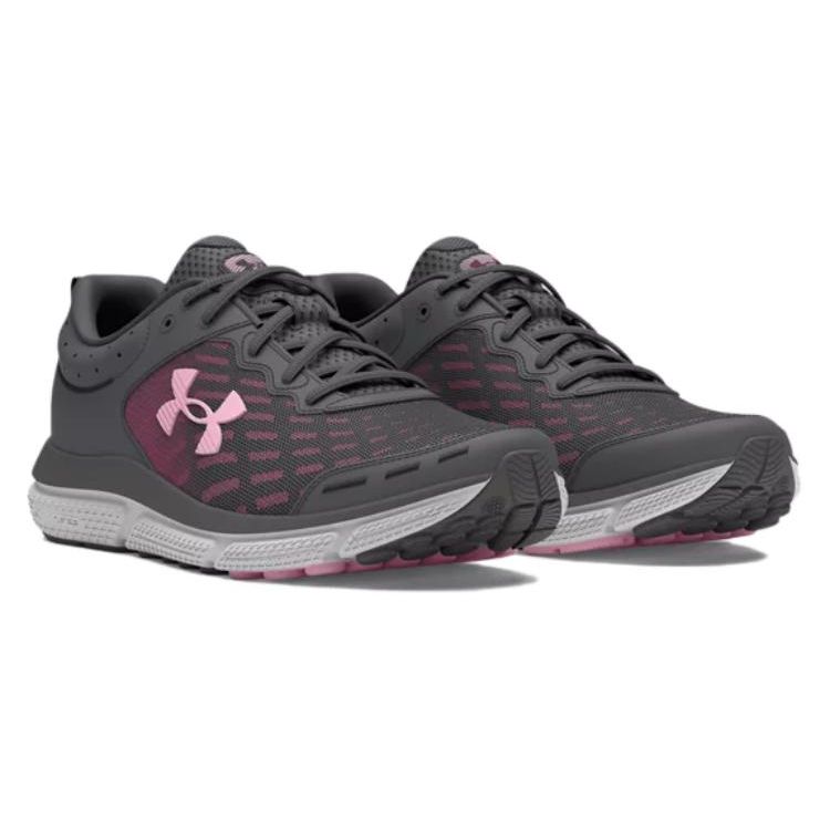 Under Armour Charged Assert 10 Comfortable Casual Low-Top Running Shoes Women Sneaker Gray Pink 3026179-108