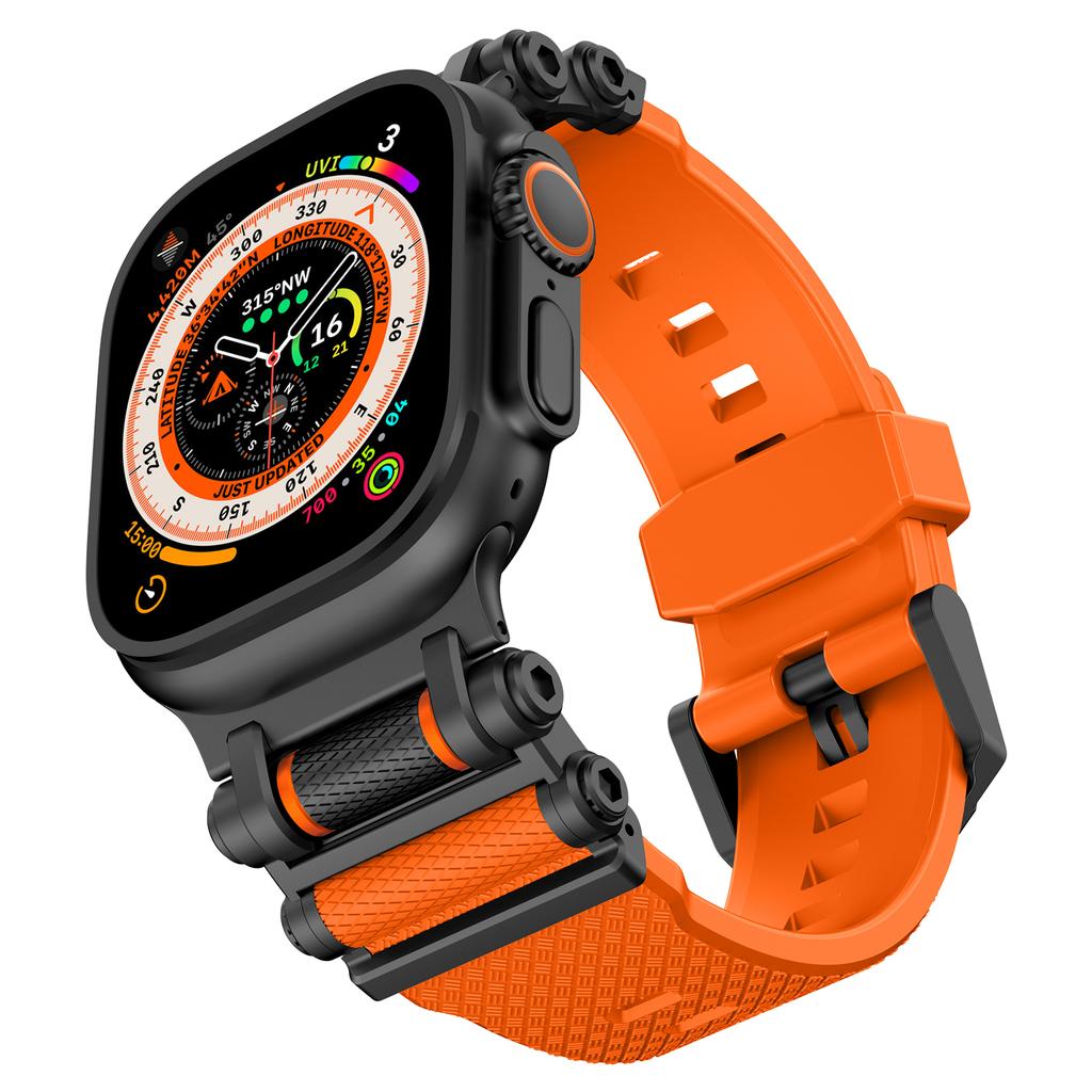 Silicone Strap For Apple Watch Ultra 2 Band 49mm Rugged metal+rubber Bracelet iWatch Series 10 9 6 3 7 8 SE 44mm 45mm 46mm bands