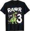 Three Rawr I'm 3 Years Old T Rex Dinosaur 3rd Birthday Boys T-Shirt Land Before Time Pastel Dinosaur Friends T-Shirt Camisas