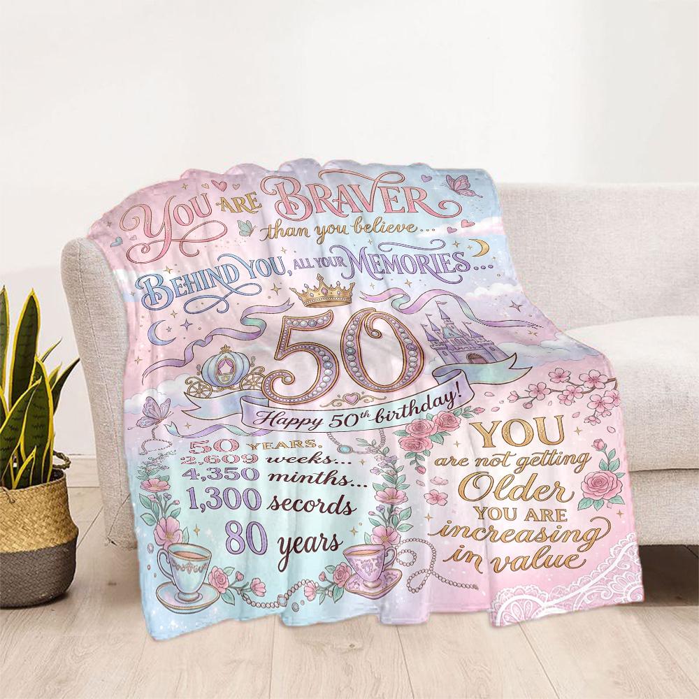 50th Anniversary Celebration Flannel Blanket-Soft and Suitable for Sofas,Beds,Offices,Travel,All Seasons,Great Gift for Holidays and Birthdays.