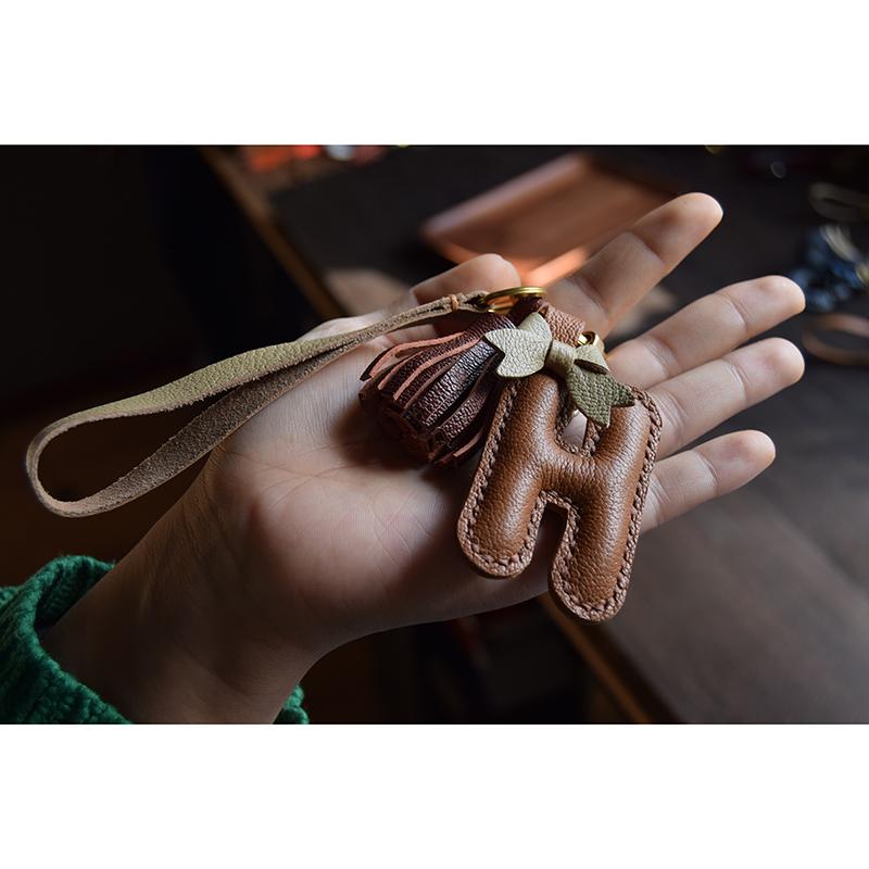 Original Handmade Sheepskin Bag Pendant, Car Key Pendant, Custom Letters, Gift Keychain.