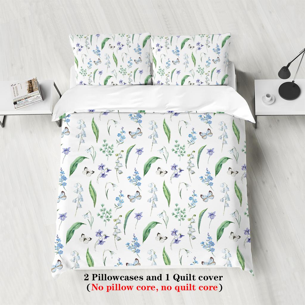 3Pcs Spring Scenery Bird Pattern Printed Duvet Cover Set, Queen, King, Double Bed, For Women And Adults Bedroom, Hotel