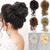 Messy Synthetic Heat Resistant Fiber Bun with Elastic Band Curling Band Women Holiday Party Essentials