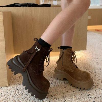 Ботинки мартин детские одинарные ботинки 2025 осень новые на толстой подошве с увеличением высоты 7 см маленькие короткие ботинки рабочие ботинки-локомотивы