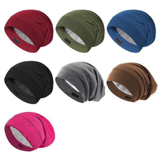 Унисекс-шапка для сна, защитная ночная шапочка для волос, высокоэластичная двухслойная однотонная теплая легкая регулируемая зимняя шапка
