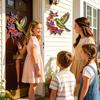Bloom Hummingbird Metal Wall Art with Flower Garden Sign,Iron Sculpture Indoor Outdoor Wall Decor,  for Patio,Garden and Fence Art Decor
