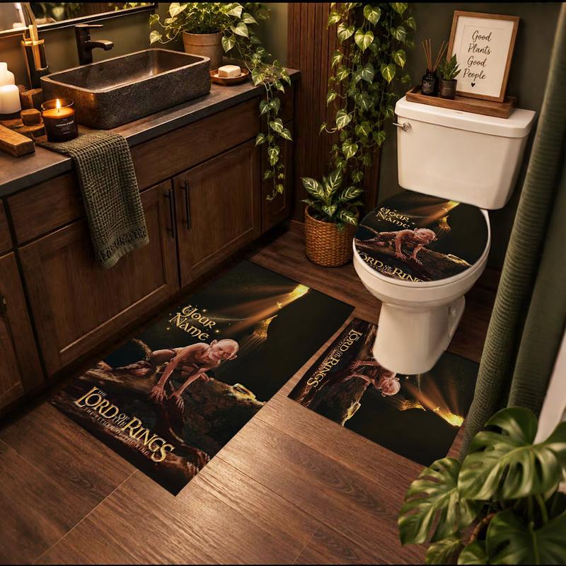 Lord Rings 3Pcs Personalized Customization Bathroom Mat Set Toilet Lid Cover And Rug Ushaped Bath Mats Nonslip Door Mat Decoration