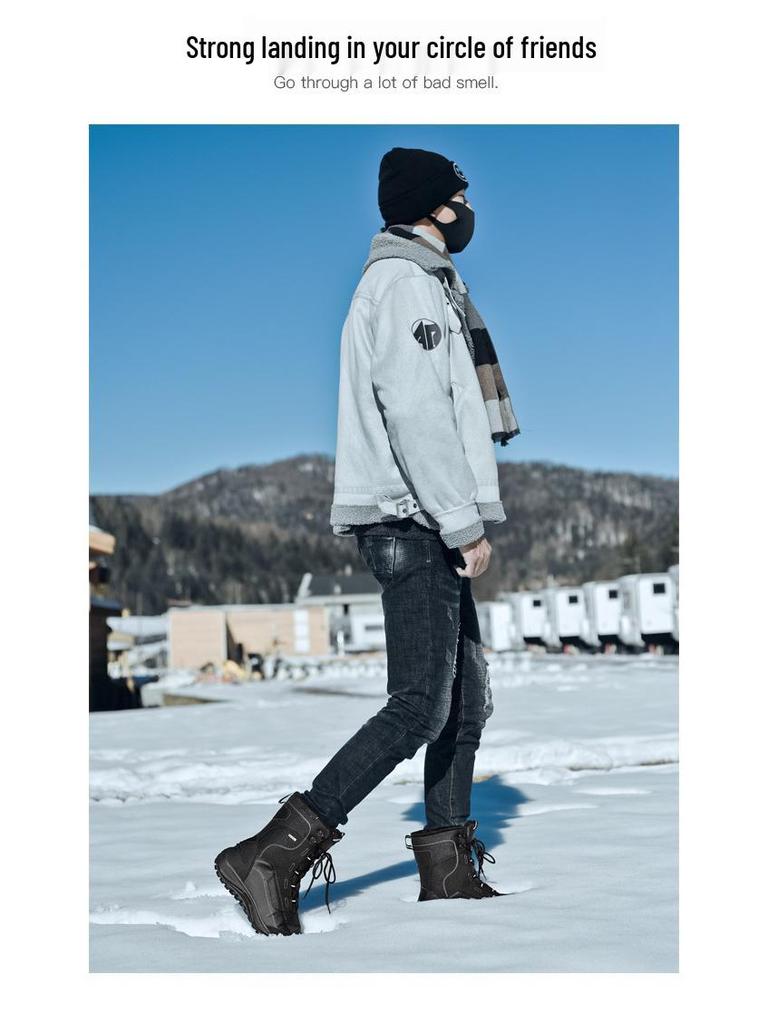 Мужские супертеплые водонепроницаемые сноубутсы: -Зимняя обувь, выдерживающая холод до -40°C, нескользящая, с толстой велюровой подкладкой