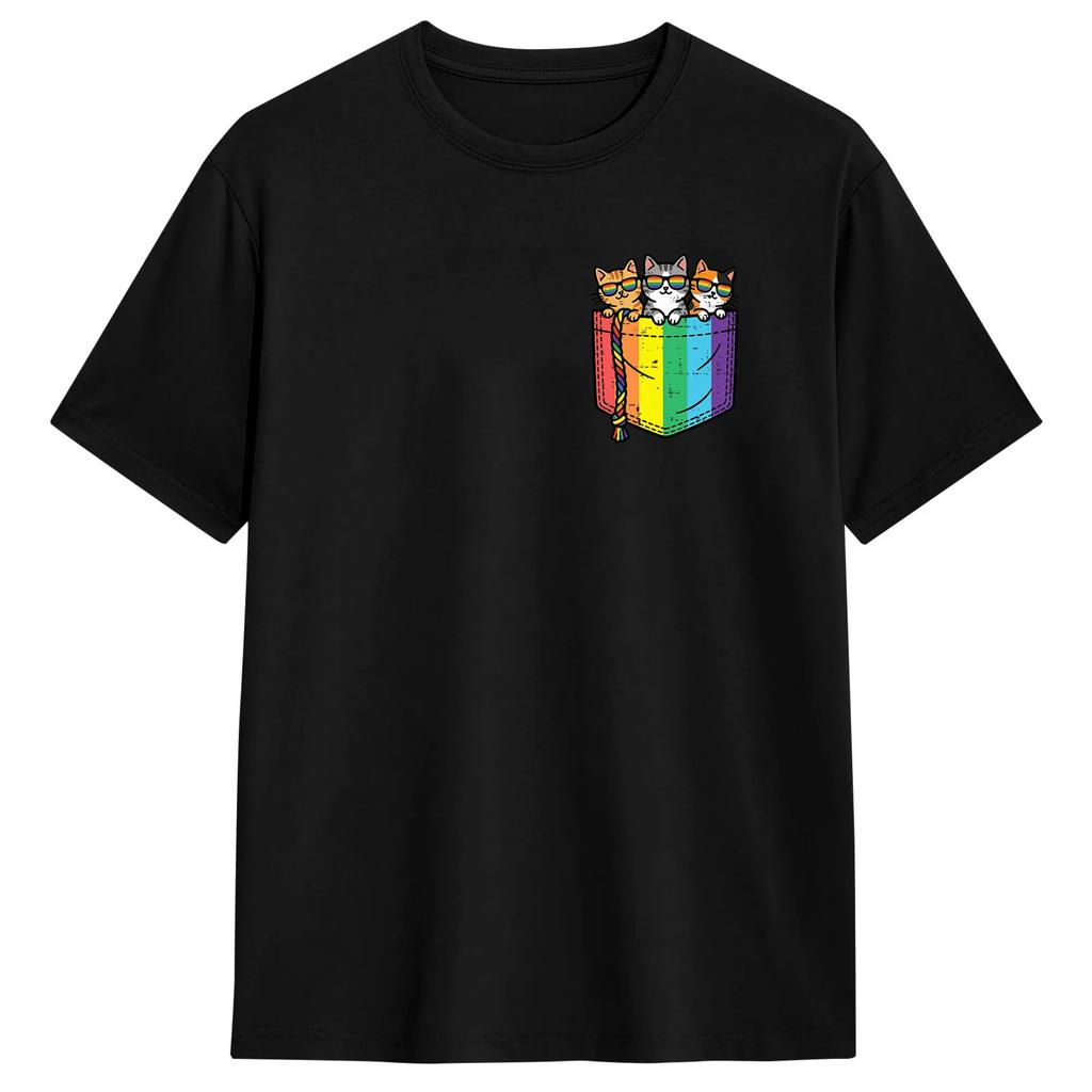 Retro Vintage Relaxed Tabby Cat Lounging On A Rainbow Tshirt Summer Streetwear T Shirts 100 Cotton Leisure Tshirt Casual Tops