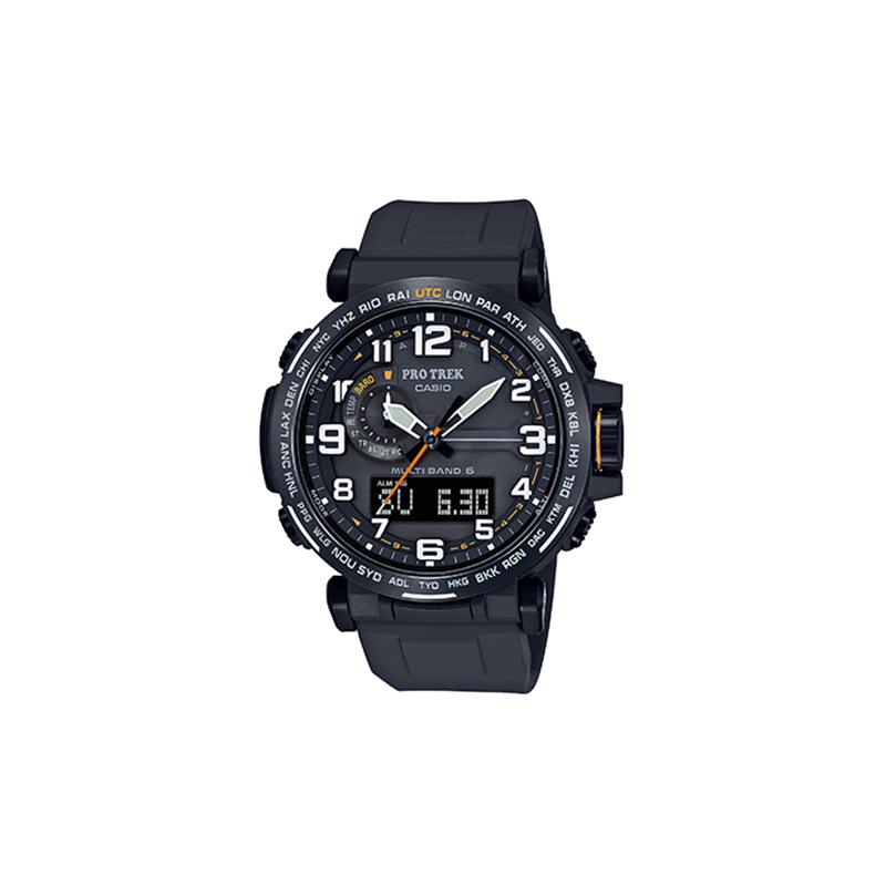 Casio Серия PRO TREK-Дисковый двойной дисплей Измерение температуры, давления и высоты Светодиодная подсветка Для активного отдыха и альпинизма Солнечный кварц PRW-6600Y-1A9PR
