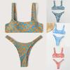 2 Pcs/Set Great Bathing Suit Wear-resistant Thong Beachwear Mid Waist Women Swimsuit for Vacation