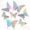 Favor Hollow Butterflies Decals 3D Butterfly Wall Stickers Metal Texture Colorful Mirror Paper