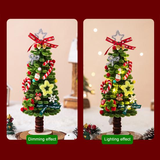DIY Christmas Tree Kit with Light String Festive Desktop Decoration Warm Christmas Atmosphere Light New Year Gift Christmas Decor