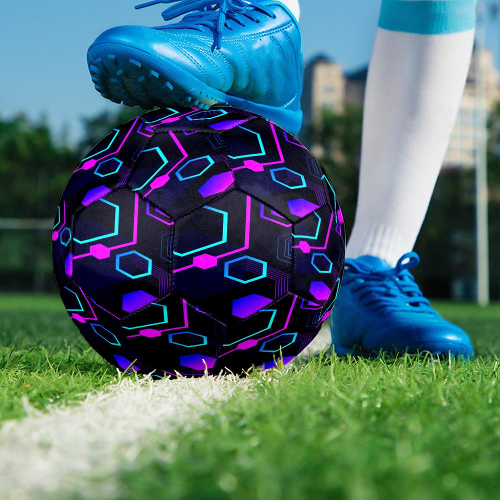 1PC Neon Hexagon Patterns Size 5 Soccer Balls, Anti-Slip, Outdoor Sport, a Unique Gift, Birthdays, Christmas gifts Valentine'S Day gifts A73