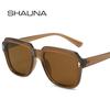 SHAUNA Square Women Tea Gradient Sunglasses Shades UV400 Trending Rivets Men Vintage Punk Sun Glasses