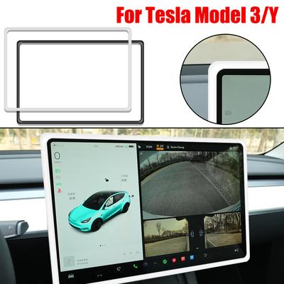 Для Tesla Model 3 Y Защитная пленка для навигационного экрана Автомобильные аксессуары Силиконовая центральная рамка управления Краевая крышка