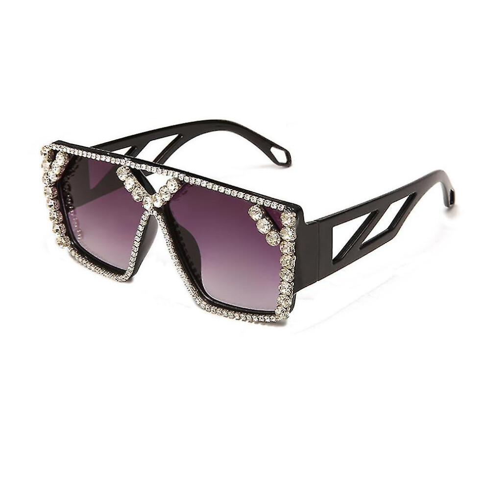 Crystal Oversized Square Sunglasses,diamond Glitter Sunglassesretro Thick Frame Sunglasses for Polarized Mirrored Sun Glasses Lightweight Frame Uv400
