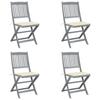 Day and Night - Day and Night Folding Garden Chairs 4 Pcs Cushions Solid Acacia Wood