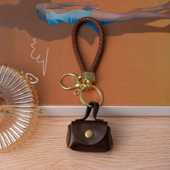 Мини кошелек для монет в форме пельменя, брелок с застежкой-кнопкой, съемный ремешок на запястье, из искусственной кожи, водонепроницаемая компактная сумка, держатель для ключей