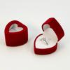Fashionable Romance Flocking Heart Shaped Jewelry Presentation Case Convenient for Engagement Keepsakes Daily Use