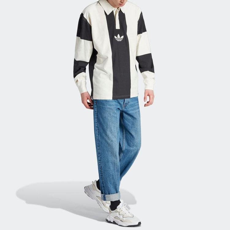 Adidas Оригинальная полосатая рубашка поло свободного кроя с цветными блоками, мужские топы, черные HZ0708