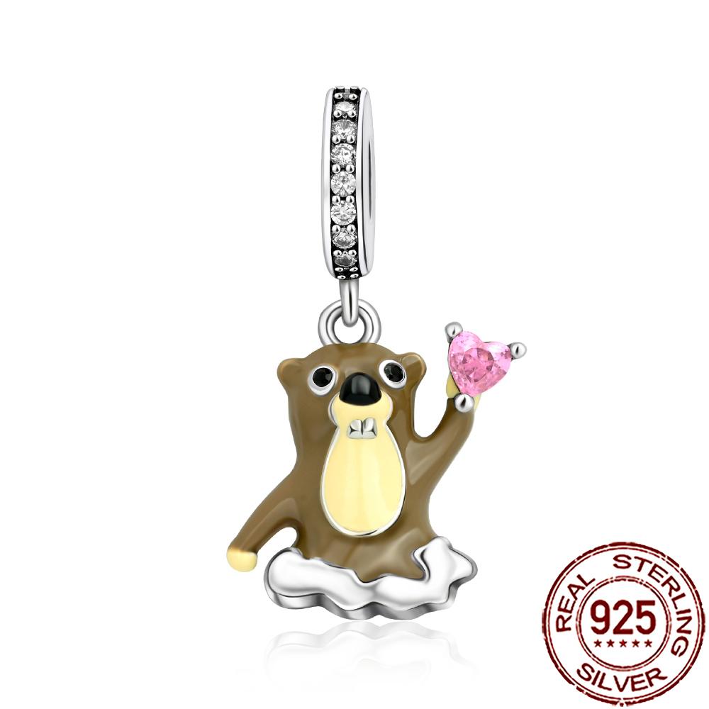 New Charms 925 Silver Cat Dog Flamingo Chameleon Axolotl Animal Beads Fit Bracelet Necklace Women DIY Jewelry