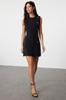 Women's Style Dress Black Straight Cut Button Detailed Mini Woven Dress