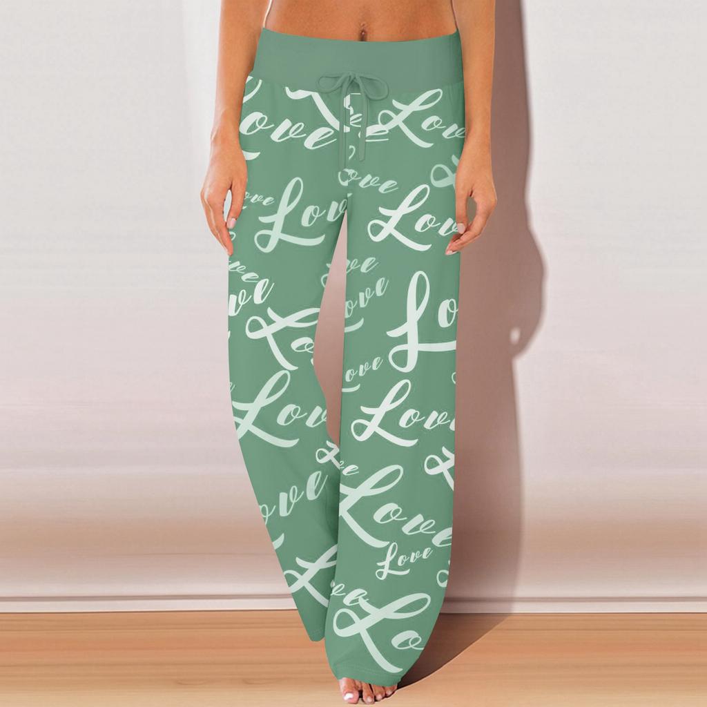 Женские пижамные штаны, одежда для сна, повседневные брюки с эластичной резинкой на талии, удобные прямые свободные брюки для йоги