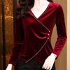 Tops for Women Pullover Long Sleeve V-neck  Autumn Winter Warm Slim Thickened Top