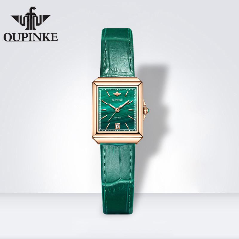 OUPINKE Брендовые часы, прямоугольные модные кварцевые часы, водонепроницаемые, простые, компактные, женские часы высокого уровня внешнего вида, женские часы