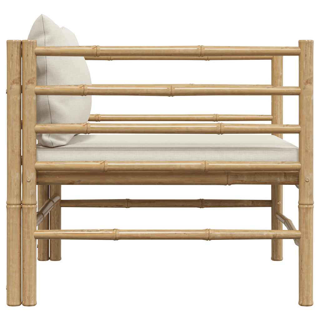 vidaXL Gartensofa mit Kissen Cremeweiß Bambus