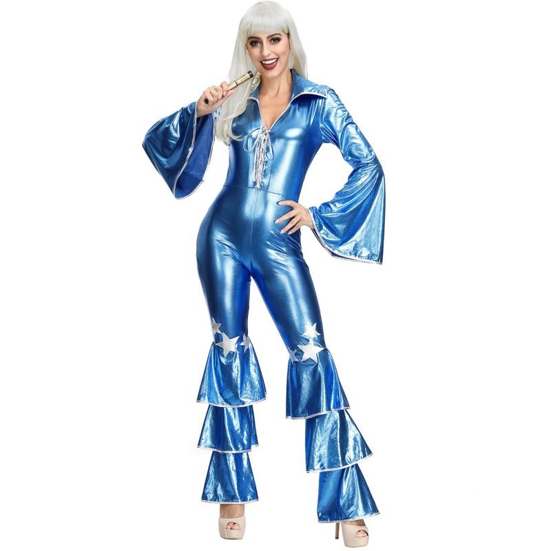 M-XL Halloween Disco Jumpsuit 70s Retro Party Outfit Female Singer Nightclub Performance