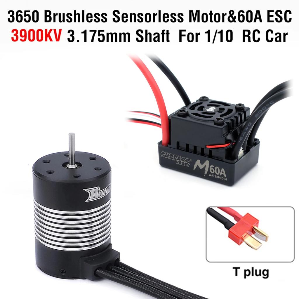 Surpass Hobby Rocket 3650 Waterproof Brushless Motor M 60A ESC Electronic Speed Control Combo for 1/10 RC Car Boat Accessories
