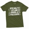 Men's Whiskey Steak Guns and Freedom T-shirt American Patriotic Tee 4th of July Pro USA Gift Shirts for Him US Flag Tee