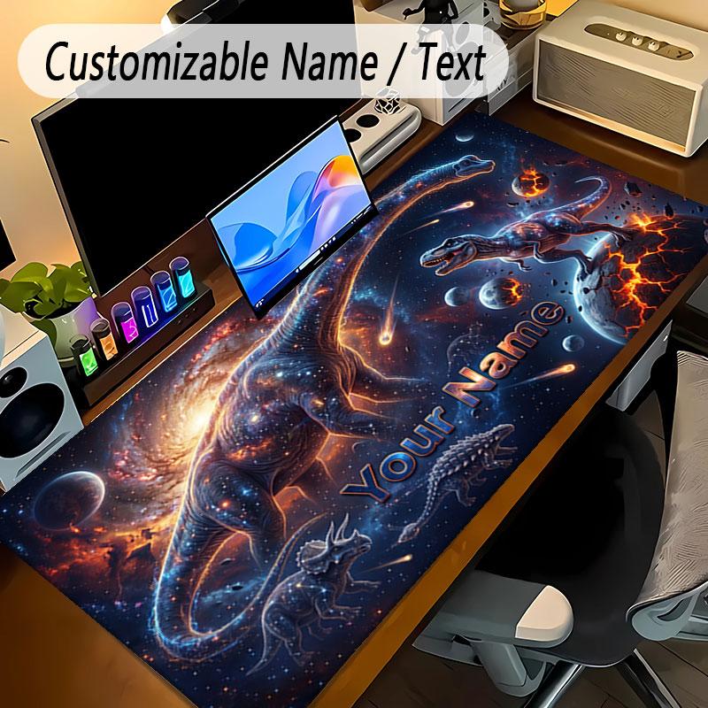 Dinosaur Theme Personalized Mouse Pad Custom Name Text Non Slip Desk Pad For Laptop Office Desktop