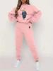 Versatile Cartoon Bear 3D Printing Two-Piece Set Long-Sleeved Sweater Trousers Casual Loose Sweater Set