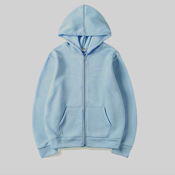 Унисекс Кардиган Худи на молнии однотонный для осенне-зимней спортивной одежды - Европейский и американский стиль