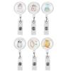 6pcs Retractable Badge Holder Cute Animal Pattern 360 Degrees  Degree Rotating Clip for ID Name Tag Card