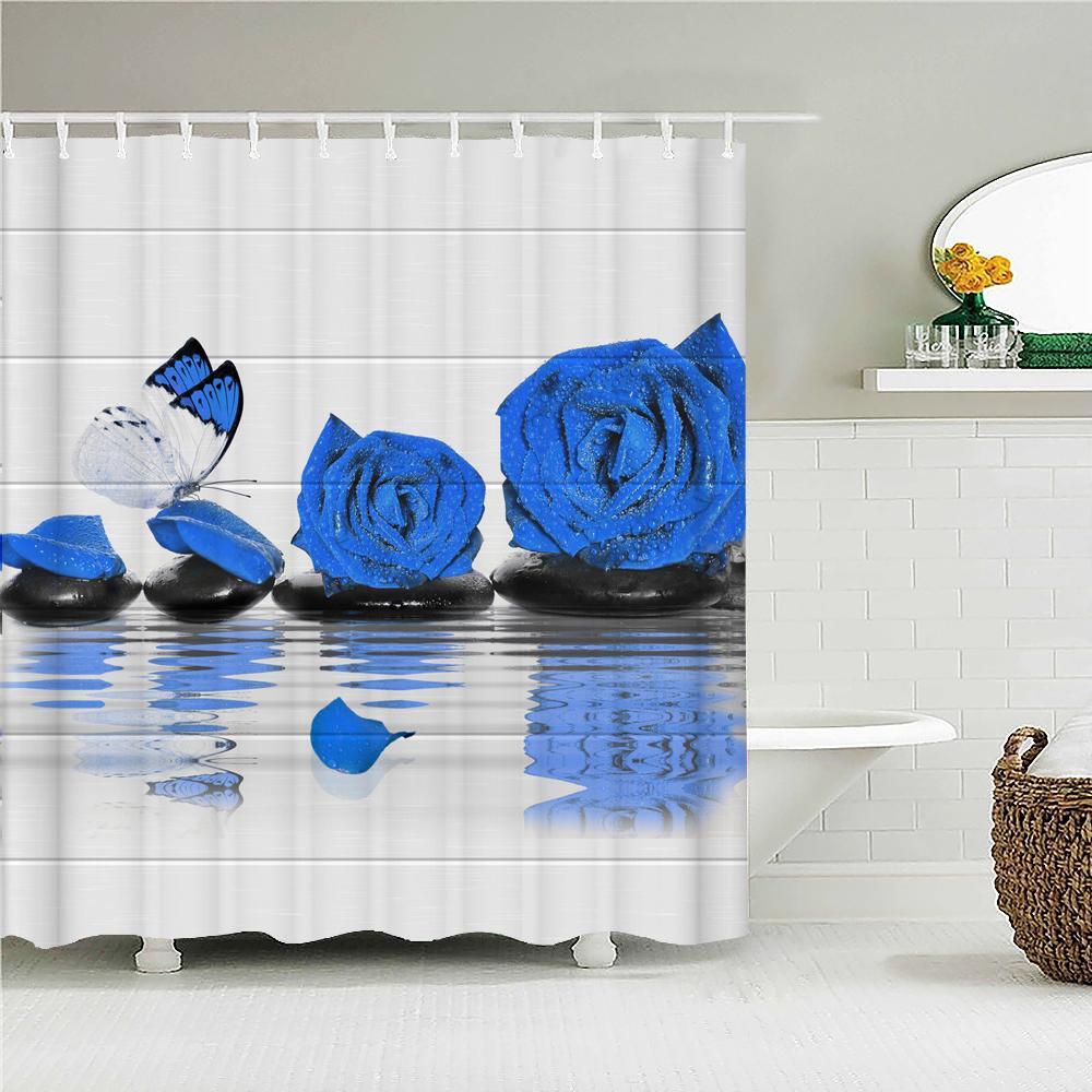 3D Подсолнухи Желтые Цветы Акула Шторки для душа Ванная комната Водонепроницаемая Занавеска для ванны Полиэстеровая ткань с крючками Декор Защитный экран для ванны