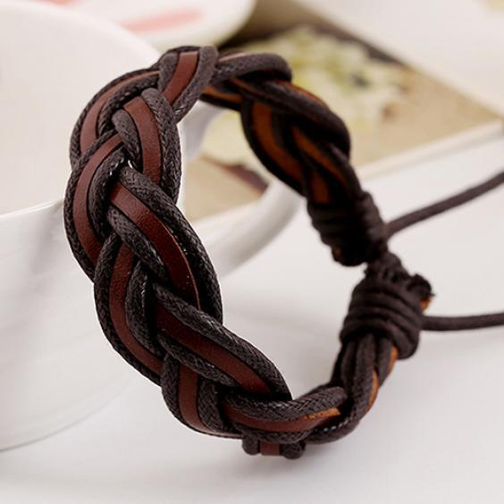 Винтажный плетеный кожаный браслет-обертка и браслет-манжета с регулируемым шармом AVE