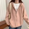 Осень и зима новый женский свободный однотонный кардиган с капюшоном, вязаный, повседневный, мягкий, восковой, с карманом-кенгуру, на молнии, куртка-свитер