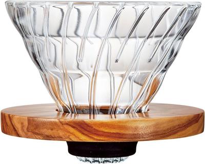 Hario V60 Жаропрочное стеклянное устройство для заваривания кофе Оливковое дерево 1 4 чашки Vdgr 02 Ov