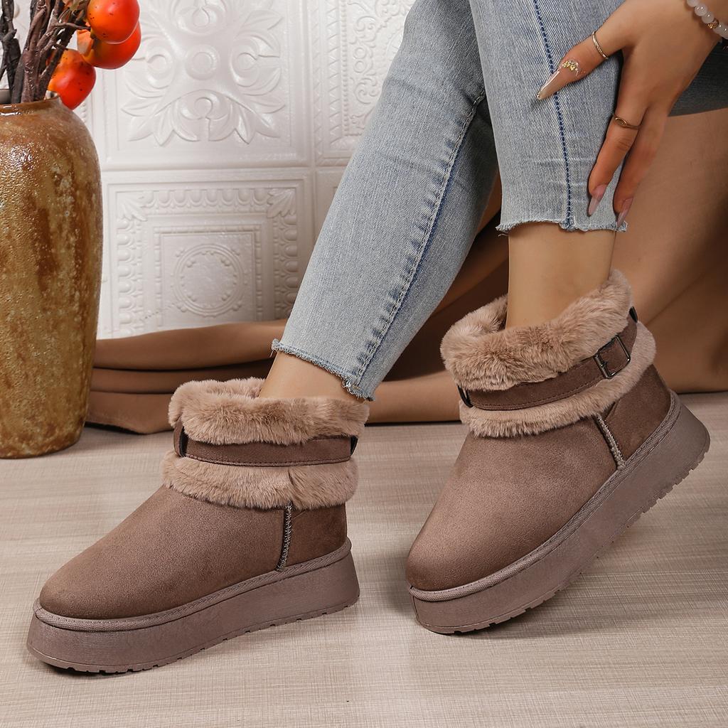 Fashion Women Single Boots Casual Comfort Warm Non-slip Snow Boots Women Winter New Outdoor Women Shoes Thick Soled Plush Mid-calf Boots