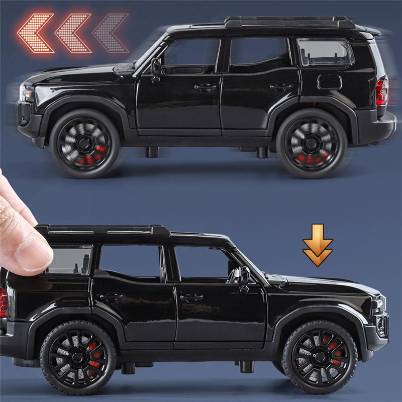 1/32 Toyota 2024 PRADO Land Cruiser Модель автомобиля из сплава Литой металл Внедорожники Модель автомобиля Звук и свет Детская игрушка Подарок